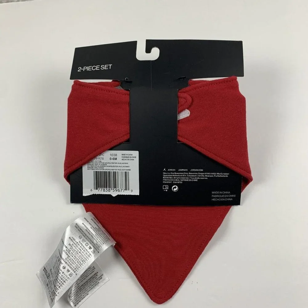 Nike Air Jordan Logo Bib Booties 2 Pcs Set 0-6 Months New Born‎ Baby Cotton 6238